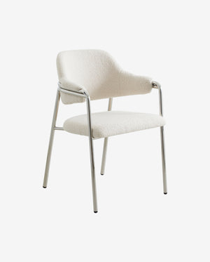 Chaise ALBERT avec Structure Métallique et Revêtement Blanc Cassé - maison bloom concept