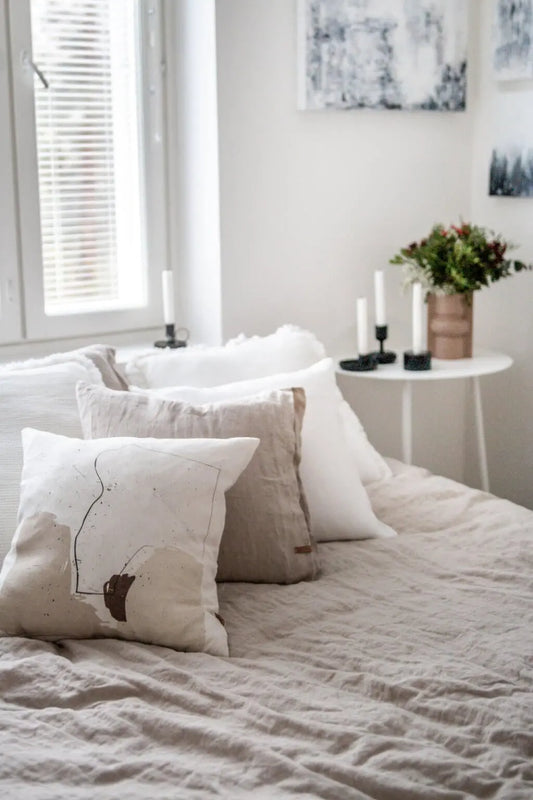 Housse de coussin minimaliste en lin - maison bloom concept
