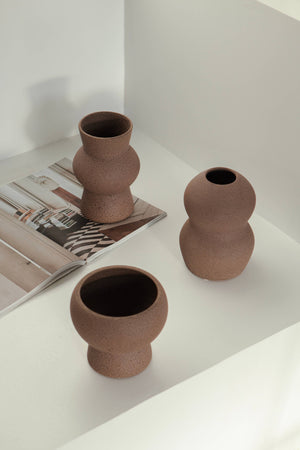 Vase brun émaillé fait-main en céramique - HOLDEN - maison bloom concept