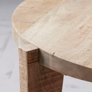 Table basse ronde en bois de manguier - maison bloom concept