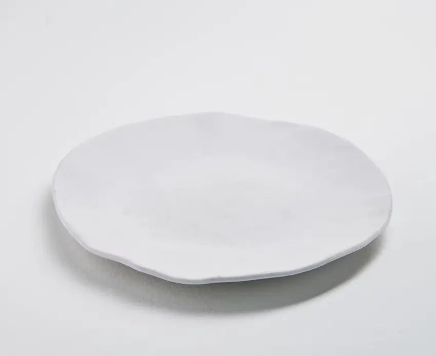 Assiette plate blanche organique en céramique - POÉSIE - Lot de 2