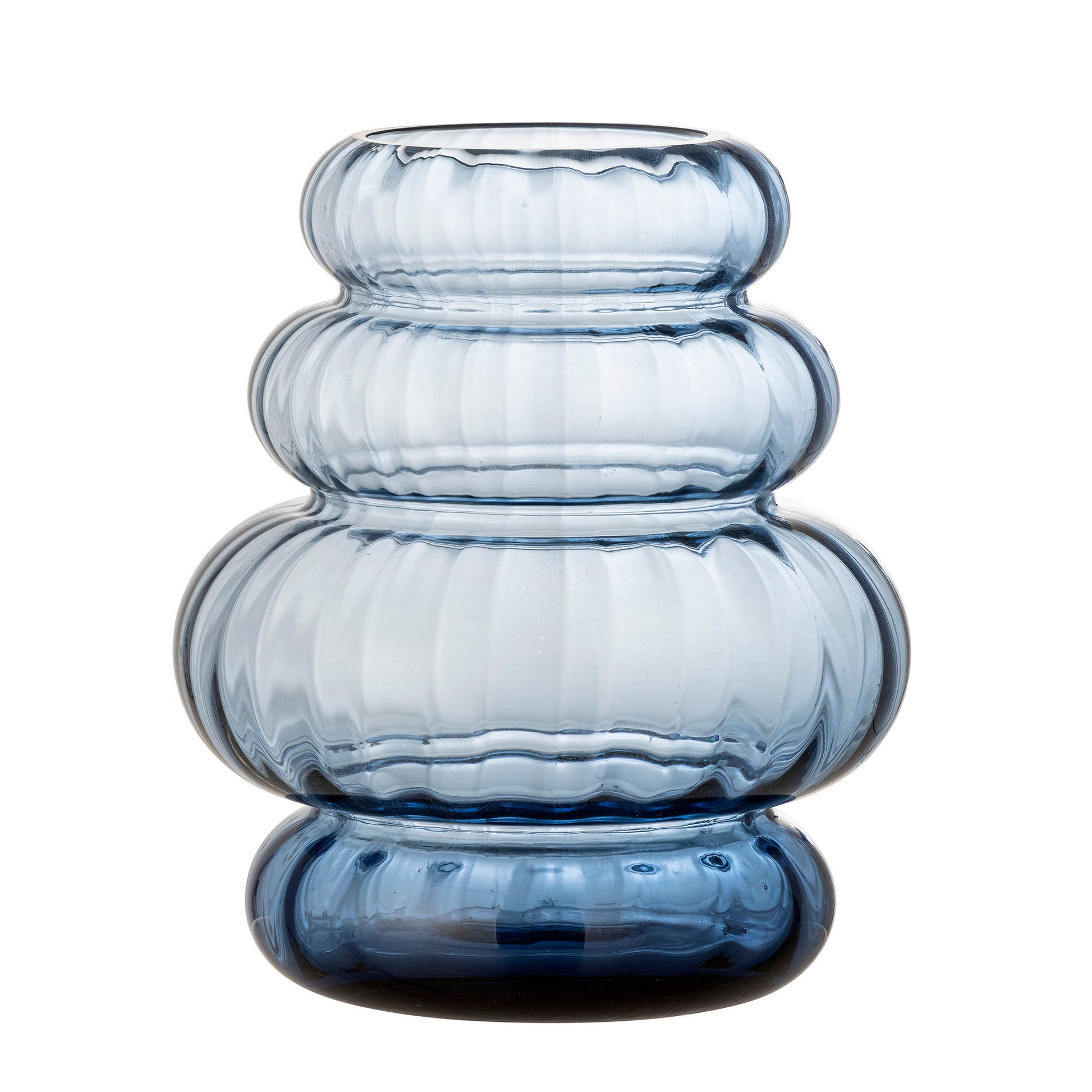 Vase bleu en verre - BING - maison bloom concept