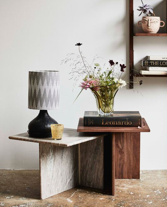Coffee table en bois de manguier et marbre - ODRA - maison bloom concept