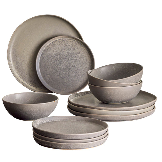 Ensemble de vaisselle en grès gris - KENDRA - maison bloom concept